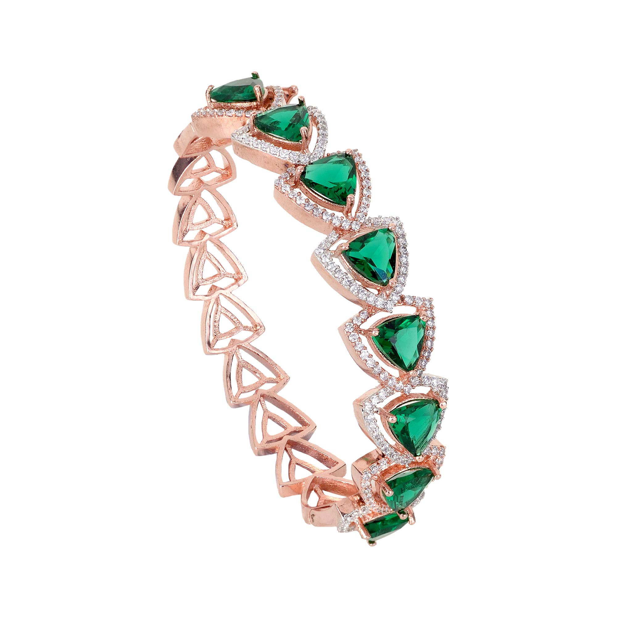 SARAF RS JEWELLERY Beautiful Triangular Emerald Bangle Bracelet Rose Green American Diamond For Women & Girls (B08KQ5BQ1H) Amazon Price History, Amazon Price Tracker