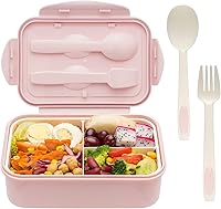 LOVINA 1100ml 3-Compartment Bento Lunch Box for Adults & Kids - BPA-Free, Microwave Safe, with Spoon & Fork