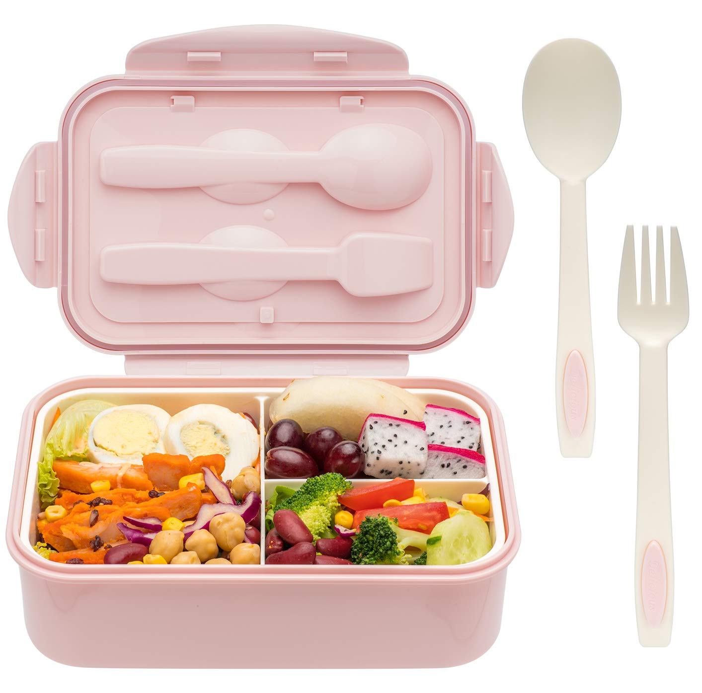 LOVINA Bento Boxes for Adults - 1100 ML Bento Lunch Box For Kids Childrens With Spoon Fork -