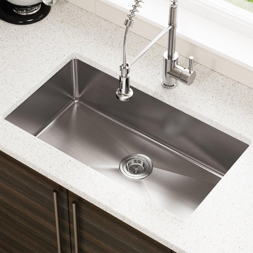 Rеvіеw MR Direct 3120S Stainless Steel 3120S-18 Undermount 31-1/4 in. Single Bowl Kitchen Sink, 18 Gauge