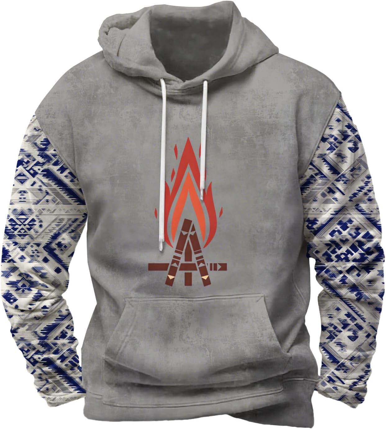 Men's Classic Hooded Sweatshirt Fashion Floral Drawstring Hoodie for Cold Weather Loose Fit Autumn Pullover with Kangaroo Pocket