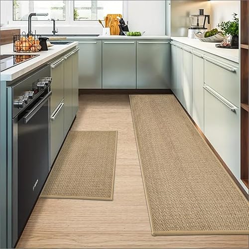 Miniatura 2 de Artoid Mode Juego de 2 alfombras y tapetes de cocina lavables antideslizantes con parte trasera de goma absorbentes para el piso delantero del