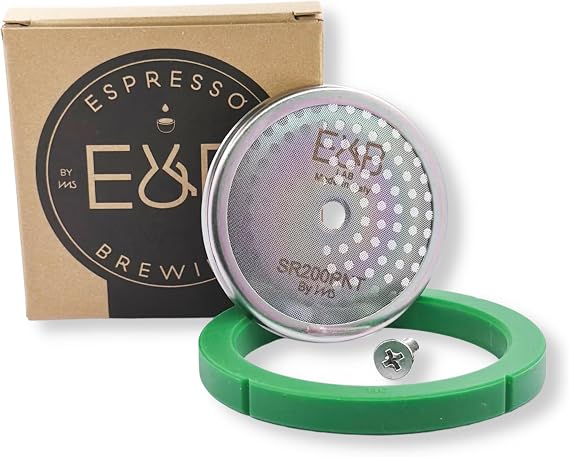verybarista Custom Tune Up Kit for Rancilio Silvia espresso machines. IMS Nanotech Reinforced Screen SRT200NT, Cafelat Gasket - Green, Flat Screw.