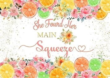 She Found Her Main Squeeze Backdrops 5x3ft Lemon Citrus Fruit Bridal Shower Photography Background Bachelorette Bride to Be Miss to Mrs Decorations Banner Photo Booth Props