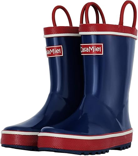 CasaMiel Botas de lluvia unisex para niños pequeños, botas de lluvia para niñas y niños, botas de lluvia de goma natural hechas a mano para niños,