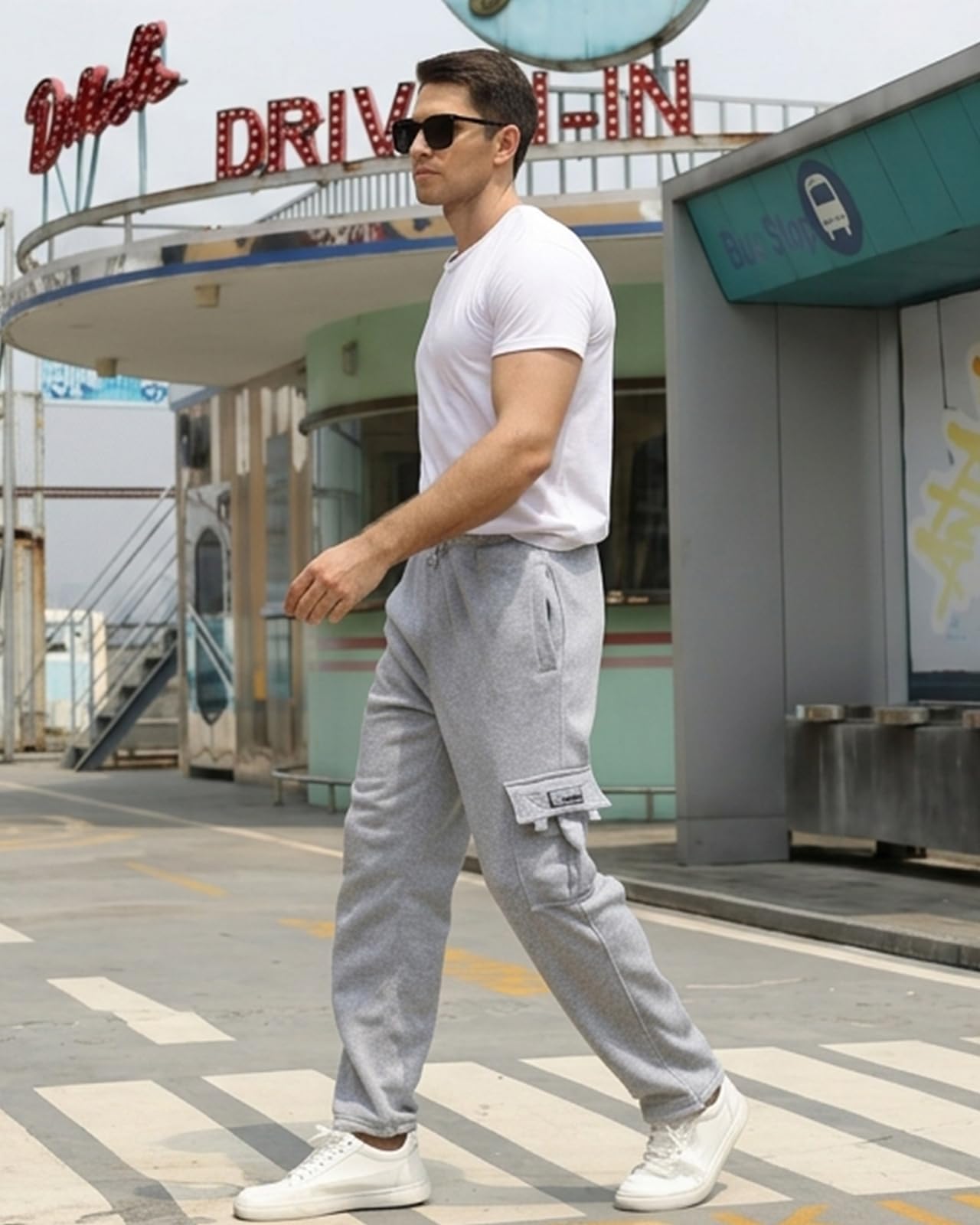 Herren Cargo Hosen Loose Fleece Casual Gym Jogging Bottoms Leichte Jogger Sweatpants