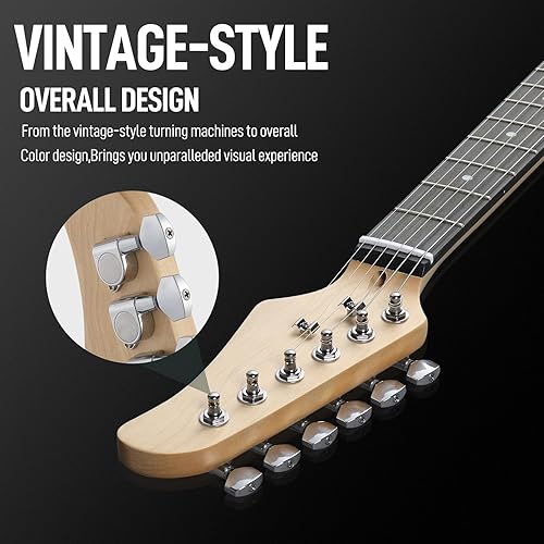 Vista 12 de Ktaxon Kit de guitarra eléctrica de 39 pulgadas para principiantes, pastillas HSS de 6 cuerdas de cuerpo sólido de tamaño completo para adultos