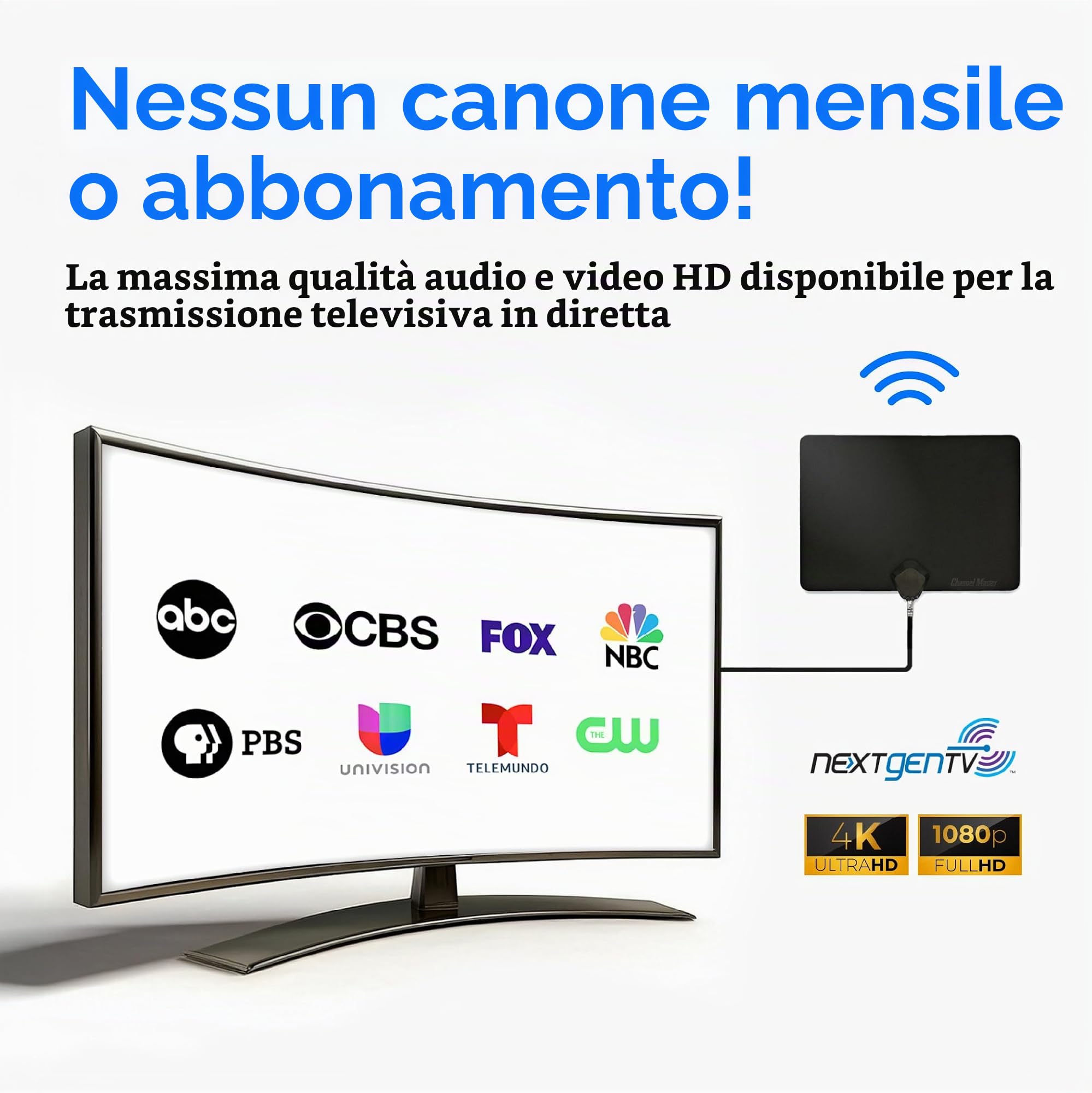 Channel Master FLATenna Duo CM-4001HDBW - Antenna TV per interni, ultrasottile, portata 35 miglia, colore: Nero o Bianco