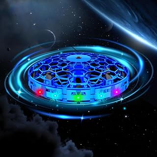 2025 Hand Operated Mini Drone Toy for Kids,UFO Flying Orb Ball,360° Rotation & Dazzling LED Lights,Cool Toys for 6 7 8 9 10 11 12+ Year Old Boys and Girls(Blue)