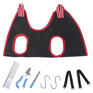 Meri SHOPP Breathable Pet Grooming Hammock Helper Restraint Bag Cats Examine Red S