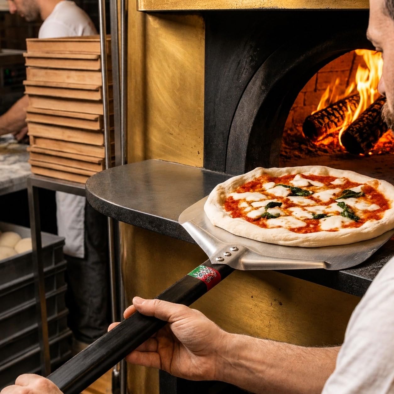 Giemme - Pala per Pizza Professionale in Alluminio Anodizzato, Piatto 30 cm, Manico 60 cm, Ideale per Forno – Made in Italy