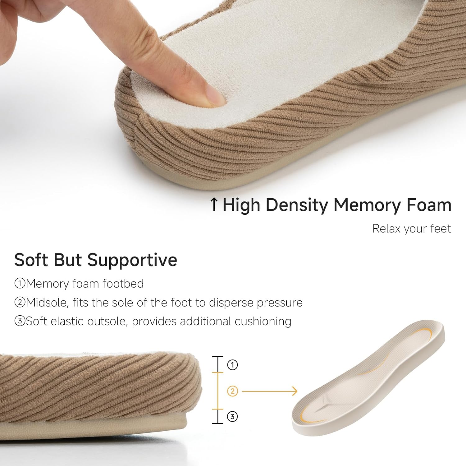 Chantomoo Womens Slippers Comfort Memory Foam House Open Toe Slippers for Indoor Bedroom Outdoor Gift image 3
