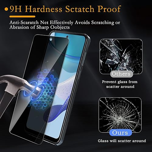 Miniatura 3 de Paquete de 2 protectores de pantalla de privacidad para Moto G 5G 2023, dureza 9H, resistente a los arañazos, sin burbujas, película de vidrio