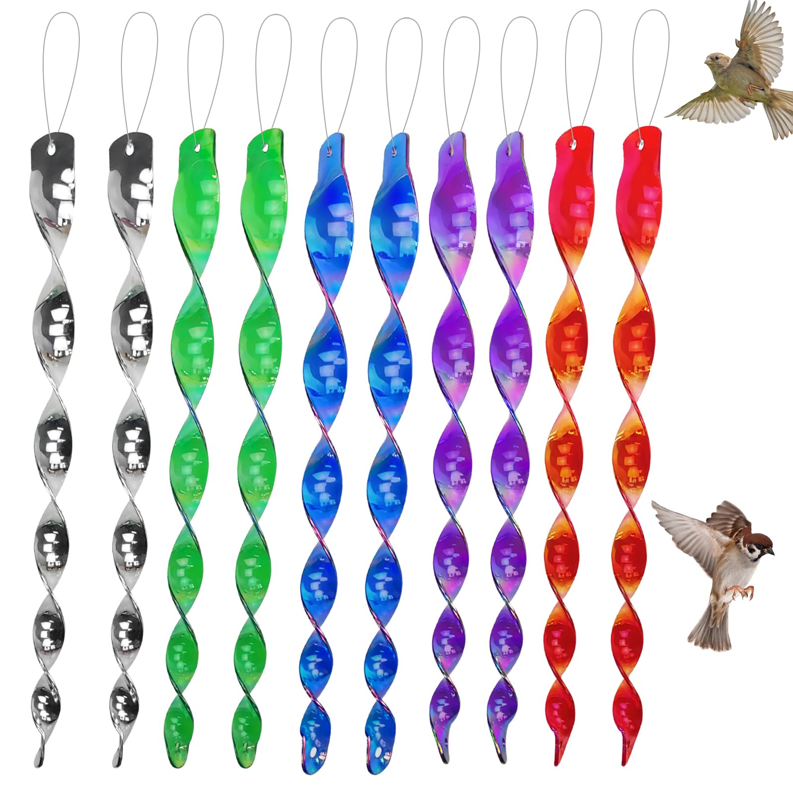 10Pcs Bird Scarers For Gardens Reflective Spiral Rods – Effective Bird Scarer & Pigeon Deterrent For Patio, Balcony & Outdoor Use-image-16
