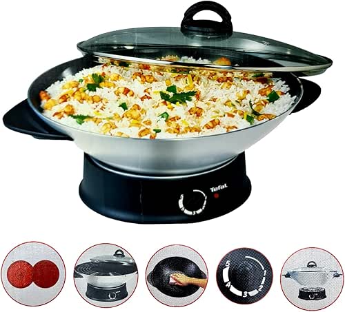 Wok électrique TEFAL - SILVER - Cuve en aluminium anti-adhésive