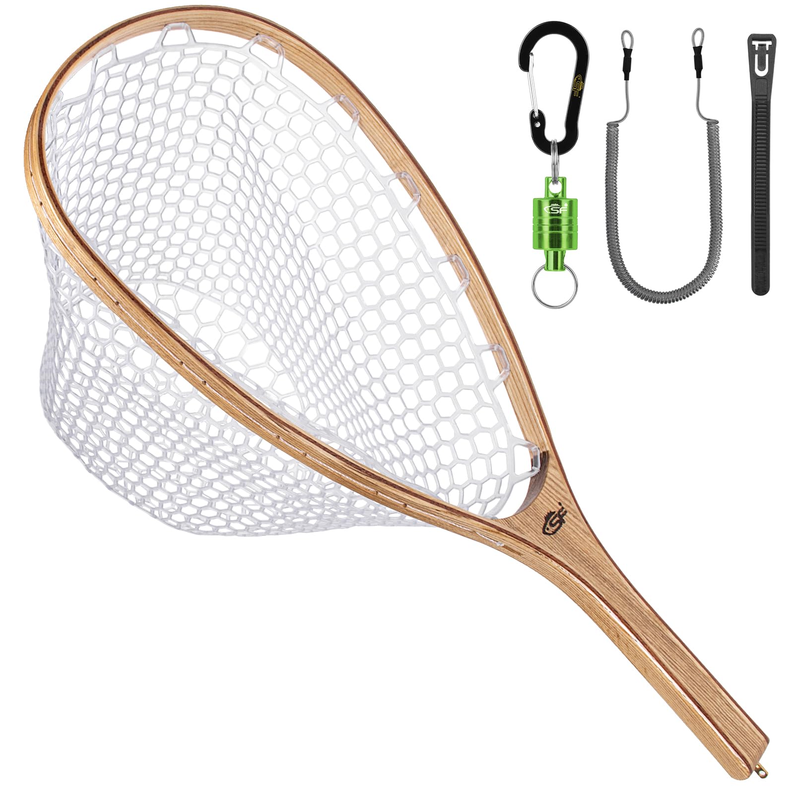 SF Fly Fishing Landing Net Soft Rubber Mesh Trout Net Catch and Release Net