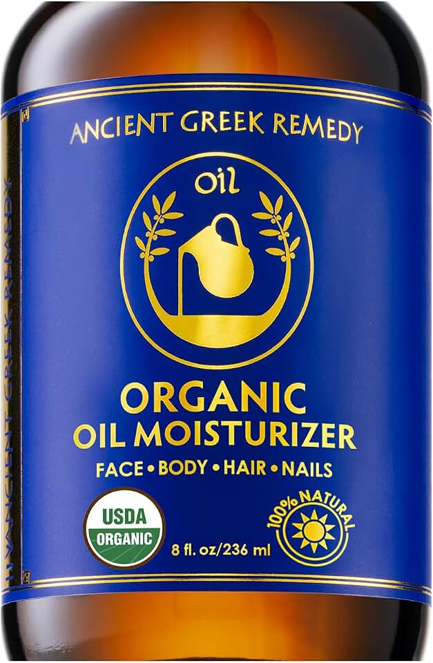 Ancient Greek Remedy Body Oil 8 oz - Organic After Shower Face Oil & Body Moisturizer for Dry Skin - Almond, Jojoba, Olive, Lavender, Vitamin E Oils - Natural Clean Facial Skincare for Women & Men USDA Organic