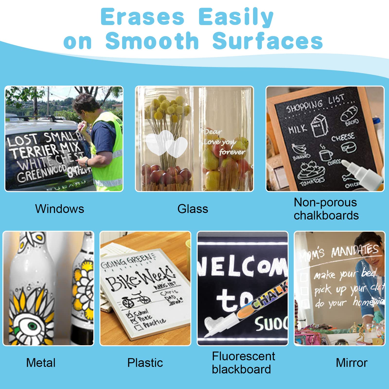 Pennarelli Lavagna Cancellabili OFFCUP - Set 5 Pezzi Con Etichette Per Vetro E Lavagne - Foto 12