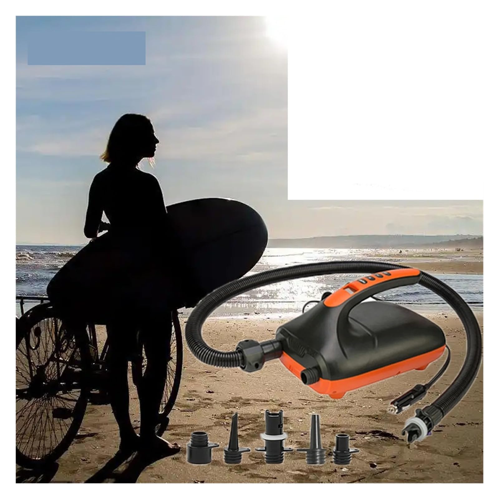 Elektryczna pompka powietrza, Pompka dmuchana Elektryczna pompa powietrza 12V Pompka do deski SUP Dwustopniowa do deski Stand Up Paddle