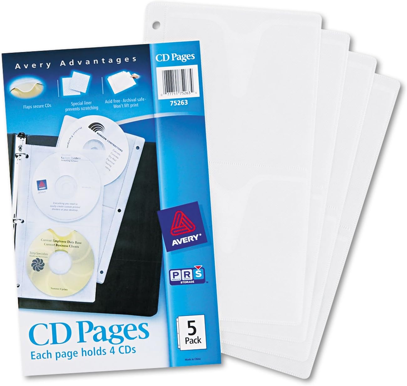 Avery Clear DVD Storage Sleeves for 3 Ring Binder, TwoSided, Pack of 5