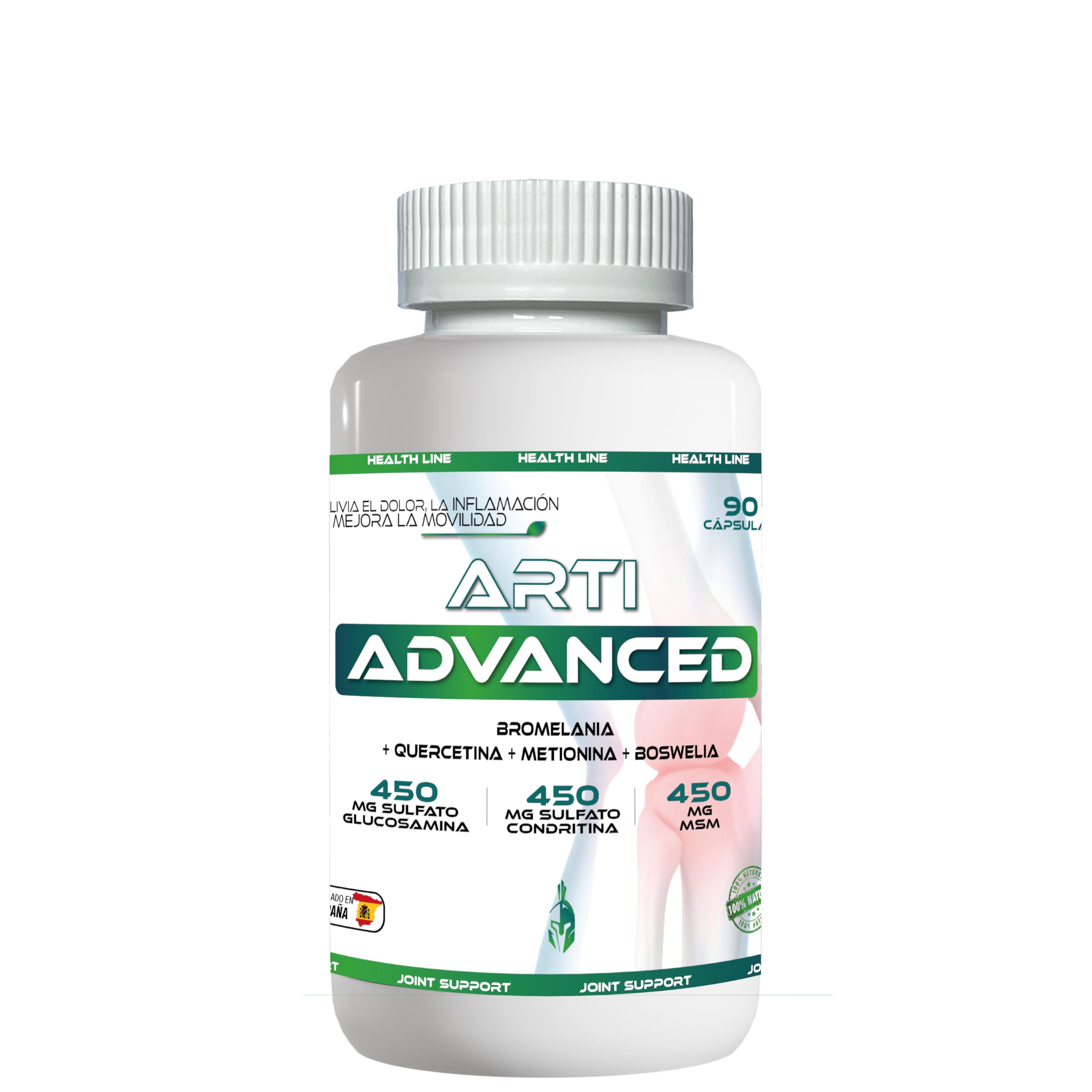 Articulación Complex | Salud articular | Tratamiento para articulaciones, músculos y huesos | Antiinflamatorio y Analgésico | Cúrcuma con Condroitina, Glucosamina y Bioperina | 60caps.