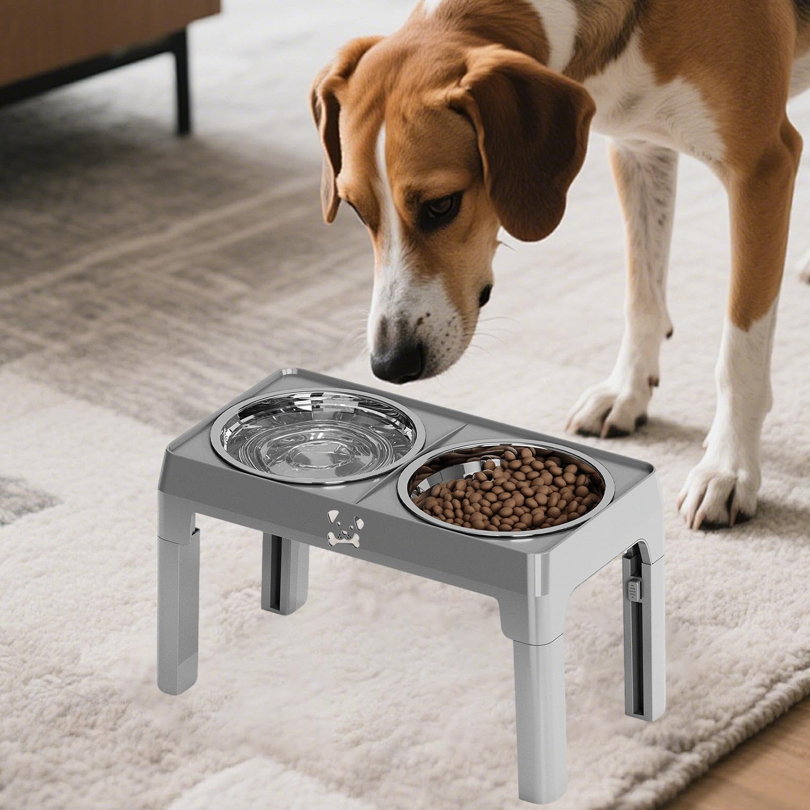 Cuencos Elevados para Perros 5 Alturas Ajustables Accesorios Mascotas | Comederos Para Comida Y Agua Caninos Con Soporte Para Razas Pequeñas A Grandes, Gatos, Cachorros, Interior