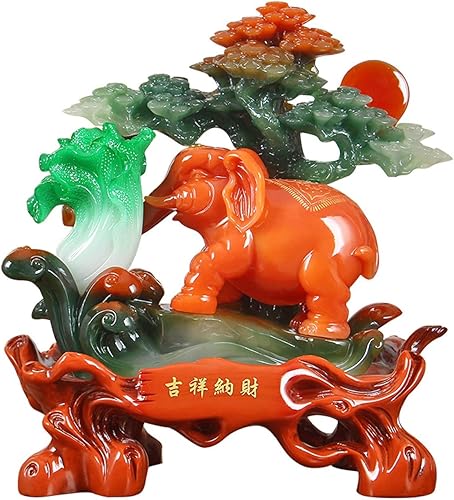 Escultura de estatua de feng shui chino Decoración de elefante de poliresina de la suerte Decoración moderna Artesanía china Estatua de elefante