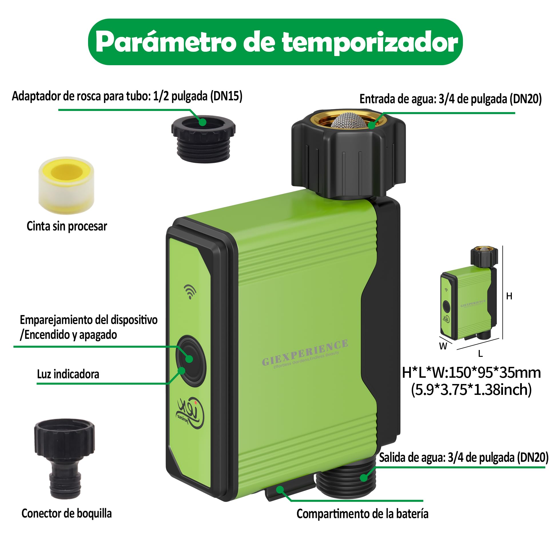 Temporizador de riego Inteligente Zigbee para jardín, Pack de 2 Unidades con medidor de Flujo de turbina Integrado,Compatible con Tuya Smart Life Home Assistant ZHA y Z2M