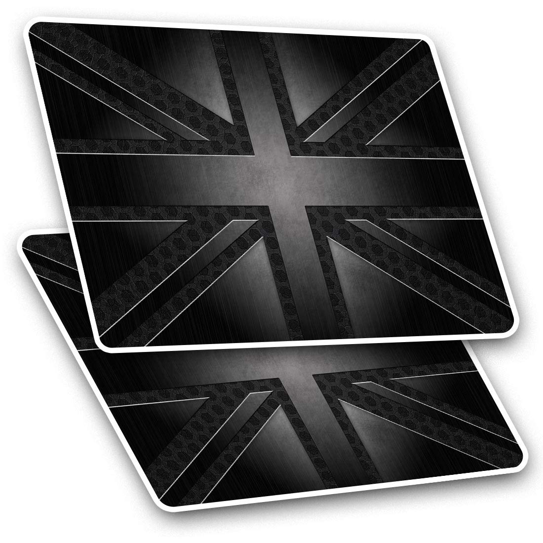 Rectangle Stickers(Set of 2) 7.5cm - Grunge Black British Union Jack Flag Fun Decals for Laptops,Tablets,Luggage,Scrap Booking,Fridges, #21663