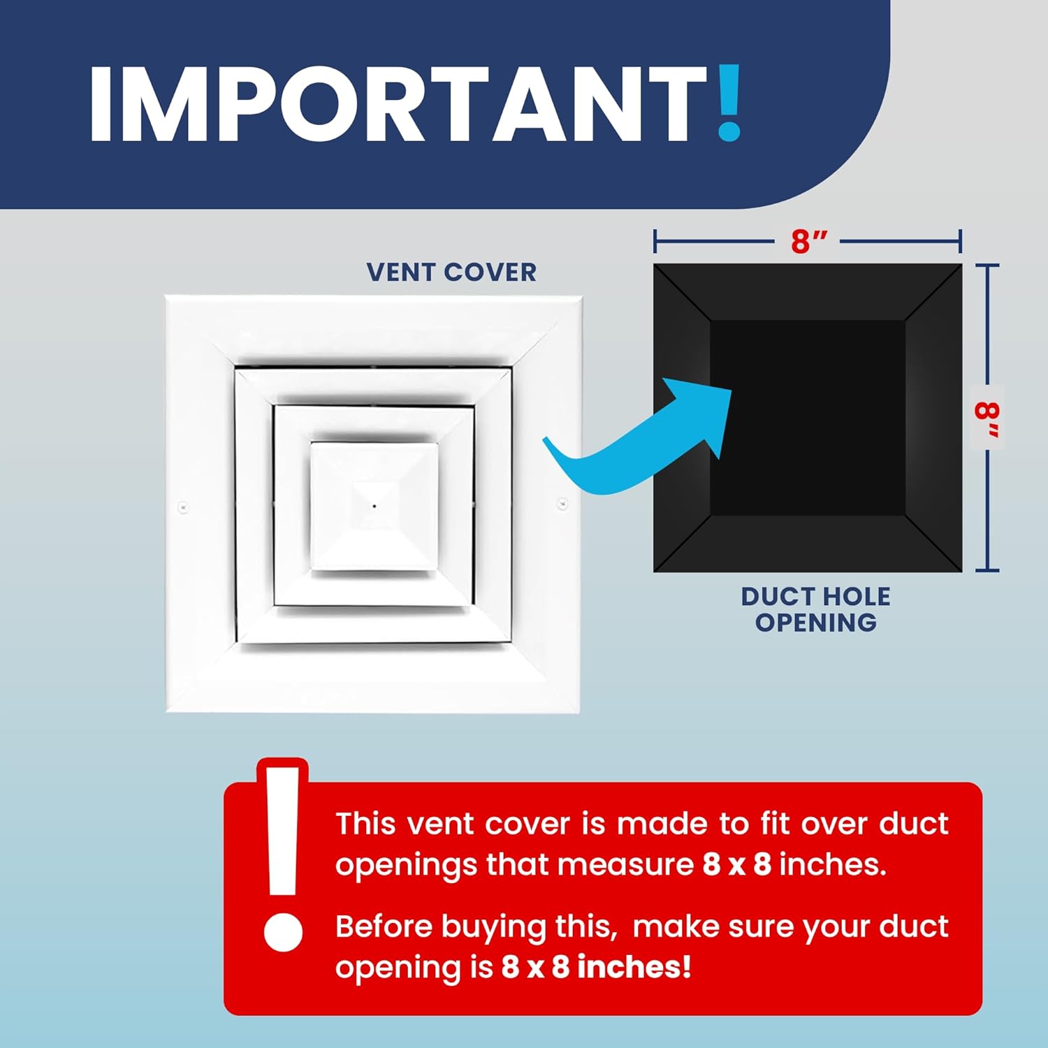 8x8 Inch (Duct Opening) Air Vent Cover - 4-Way AC & Ceiling Register Vent Cover with Extruded Aluminum Core HVAC Ceiling Diffuser - Air Conditioner Grille with Opposing Blades Damper by ACLAMINAIRE