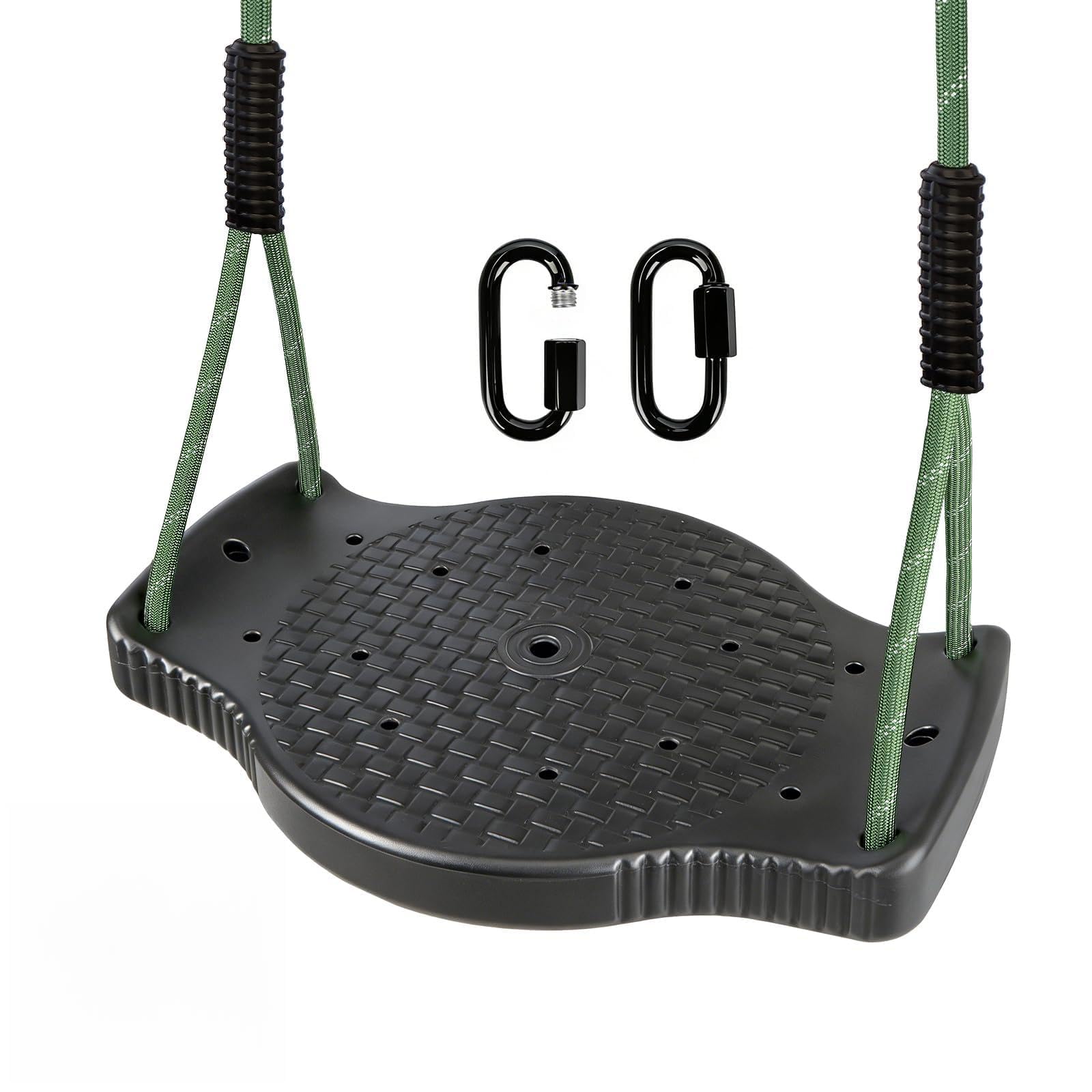 Plastic Tree Swing for Kids, Heavy Duty Swing Seat with Adjustable Rope, Swing Set Accessories, Indoor Outdoor Backyard Playground, Black
