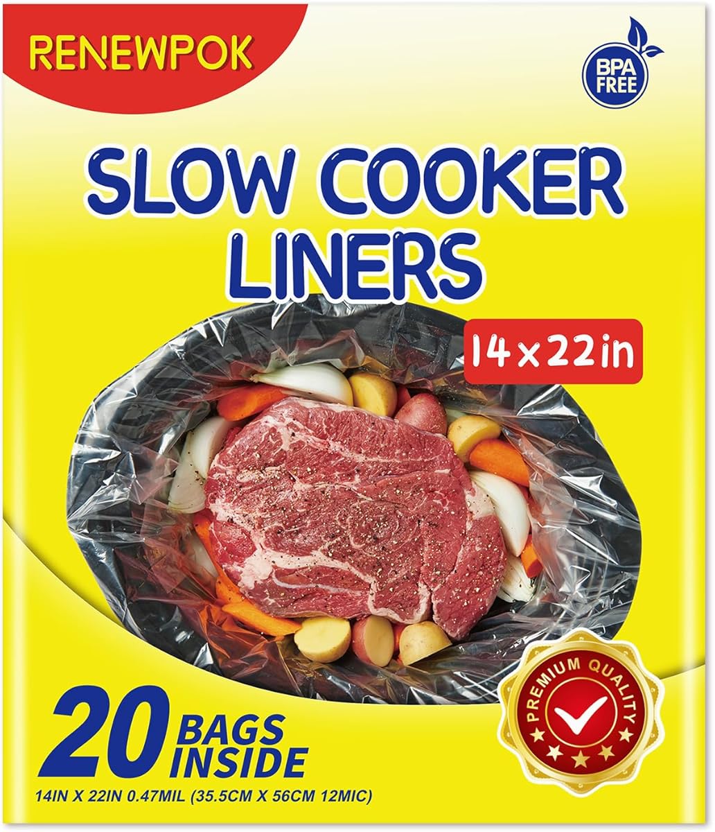 Slow Cooker Liners,6-10 Quart Cooking Bags Extra Large Size 14"x 22", Disposable Slow Cooker Bags Oval For Crock Pot 20 PCS