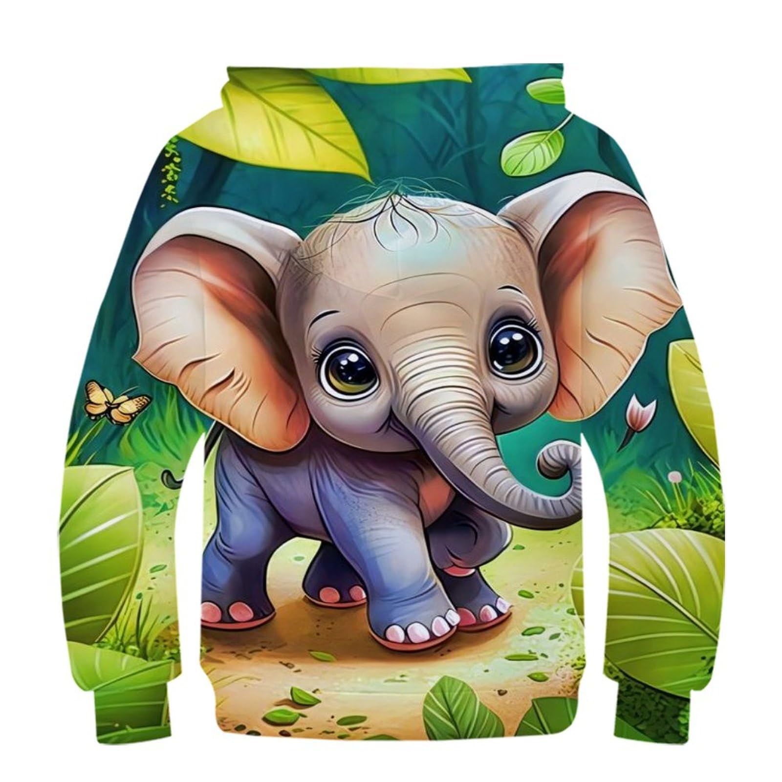 Elefante Sudaderas con Capucha para Niño Y Niña Impresión En 3D Linda Jerséis Sudadera Ligera Sudadera con Cordón Y Bolsillos 6-15 Años