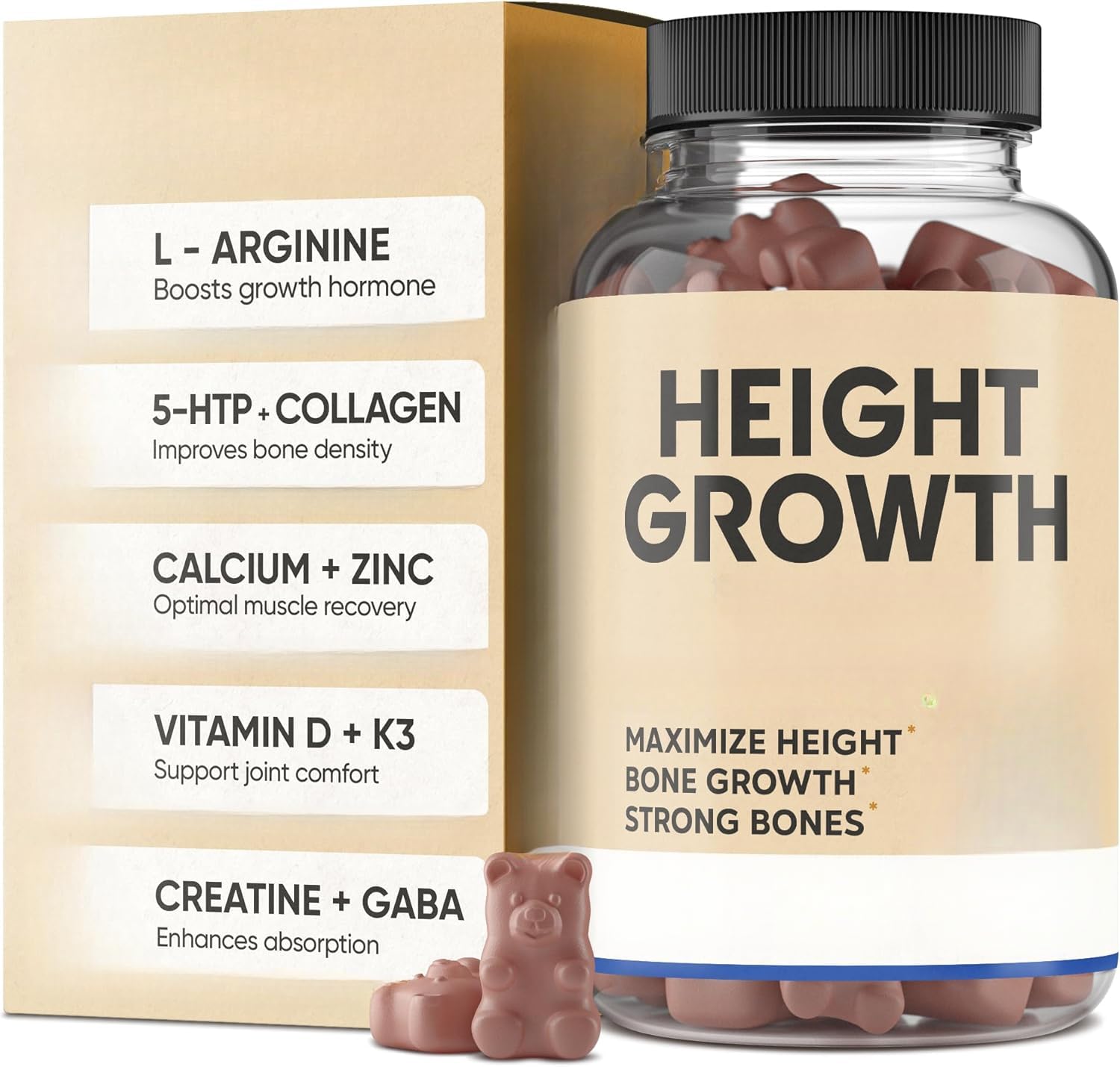 Gomme gommose vitaminiche per aumentare la crescita in altezza, integratore Grow Tall Maximizer, multivitaminico per bambini, ragazzi e ragazze, adulti