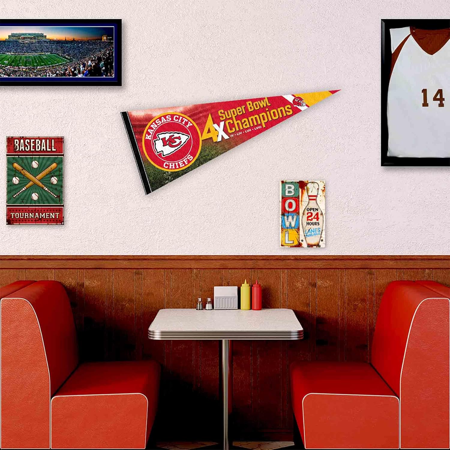 Chiefs Super Bowl 2024 and 4 Time Champions Full Size Large Pennant - Image 3