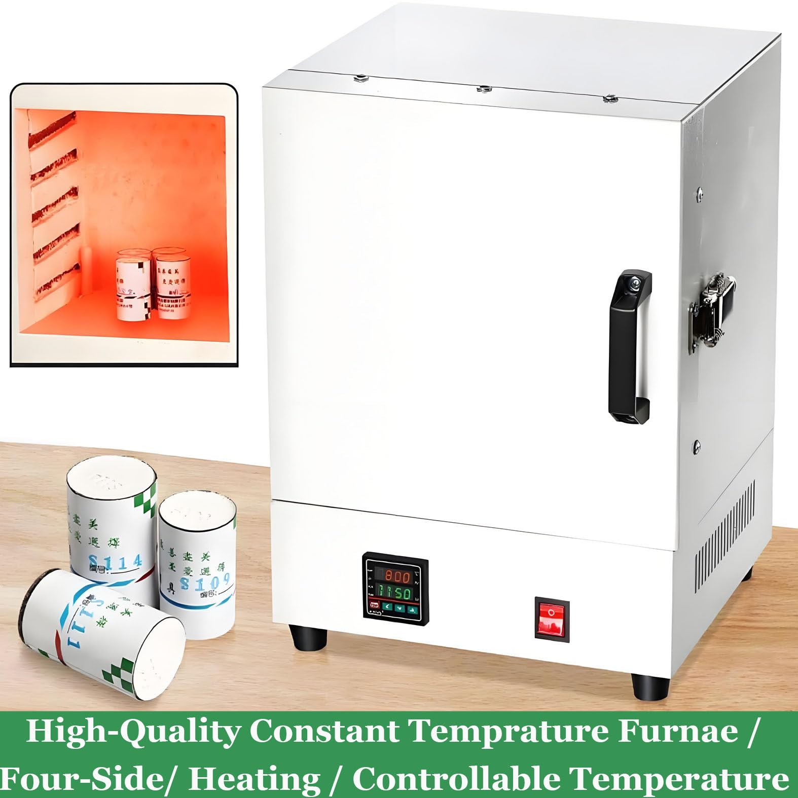 Horno De Mufla Eléctrico De Laboratorio 2000W, Horno Cerrado De Fibra Cerámica 1150℃ Con Pantalla De Temperatura, Para Joyería, Fundición De Metales, Esmaltado De Cerámica Y Fundición De Metales