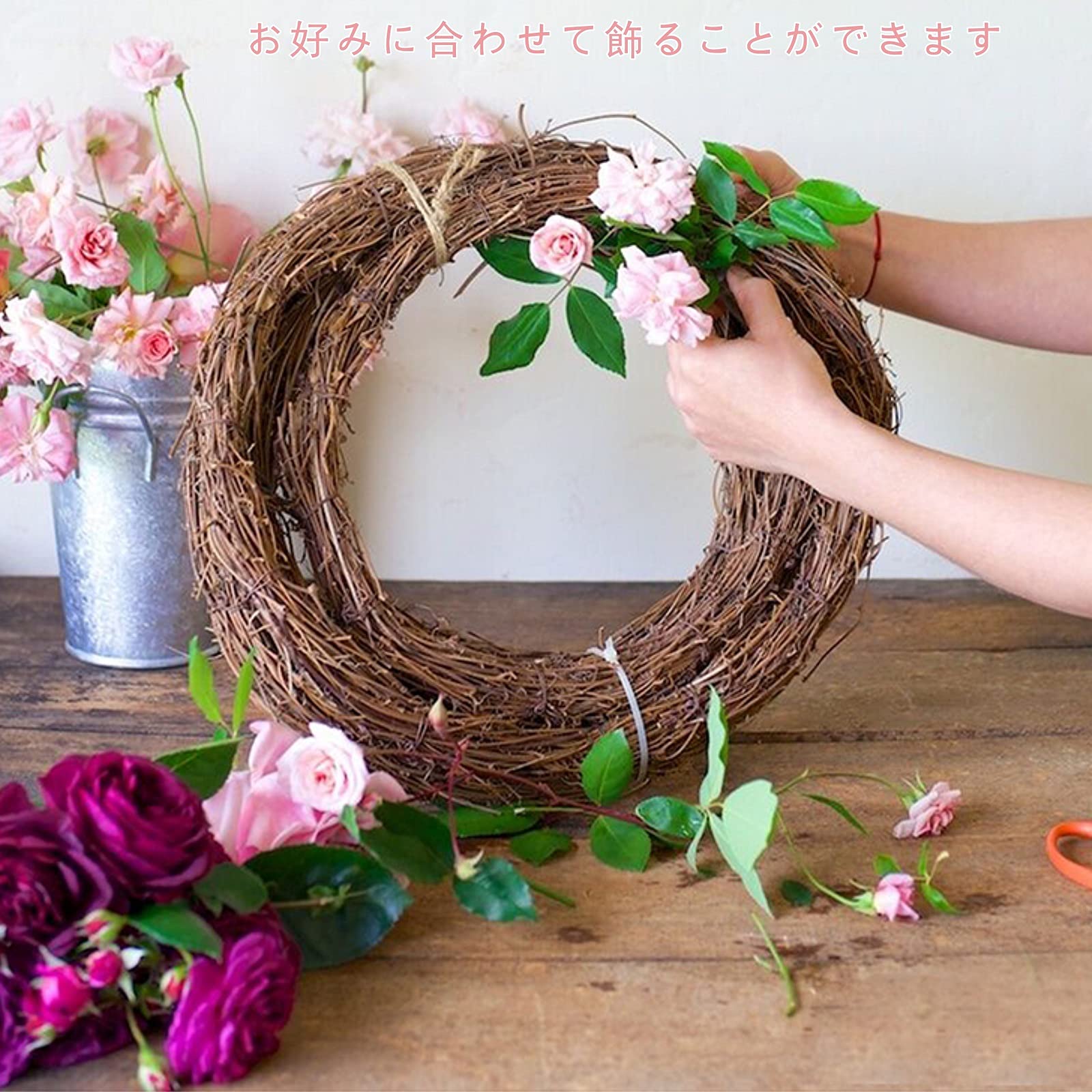 Amazon.co.jp: 30cm ベーシック・リース リースドライフラワー 花の