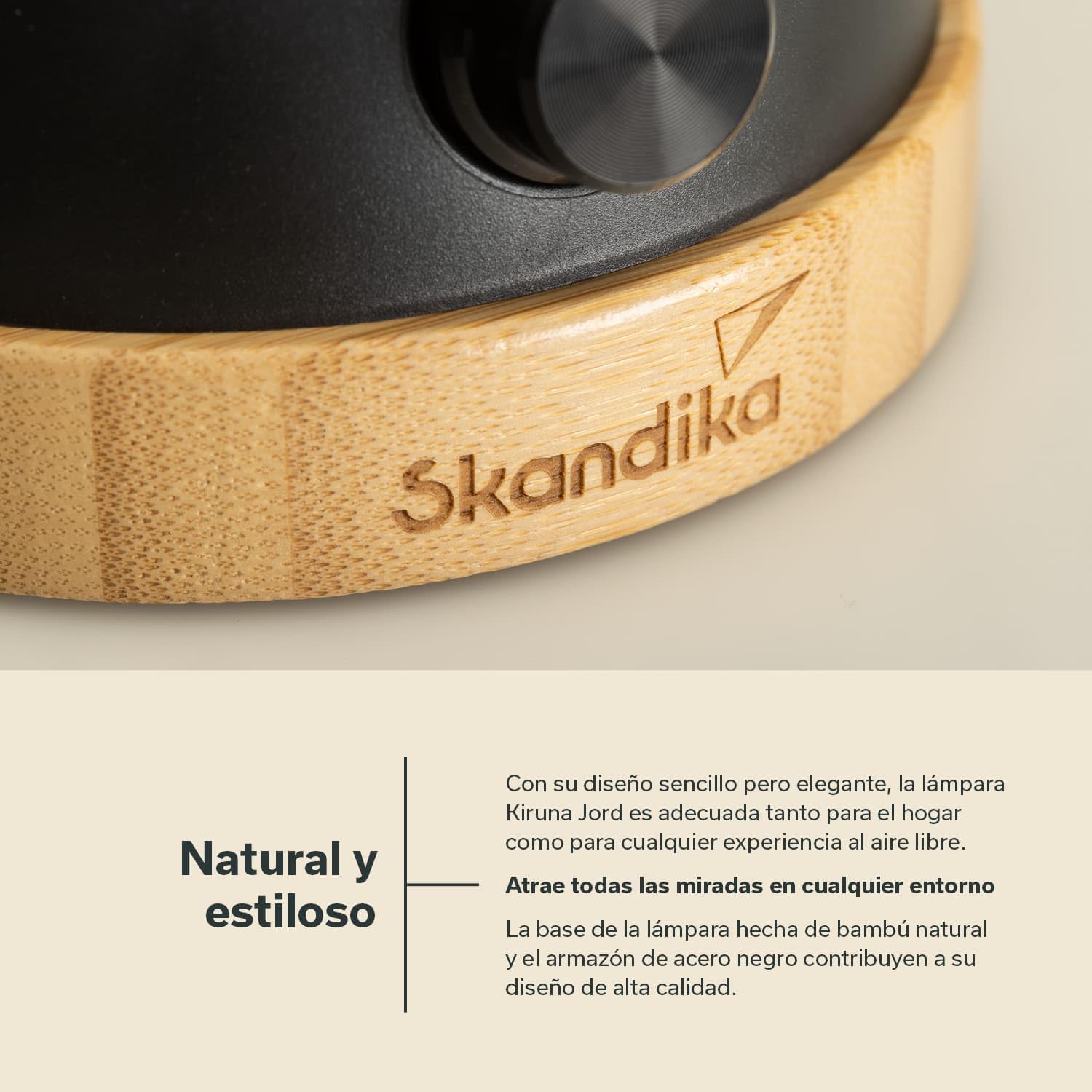 Skandika Lámpara LED Kiruna Jord | lámpara retro de camping para exteriores con power bank, regulable sin escalonamiento, sin cable, recargable, USB, estructura de acero, 200h de autonomía