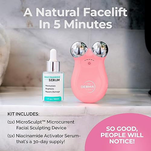 Miniatura 2 de My Derma Dream MicroSculpt - Dispositivo facial de microcorriente  Suero facial antienvejecimiento (suministro para 30 días)  Niacinamida 5%