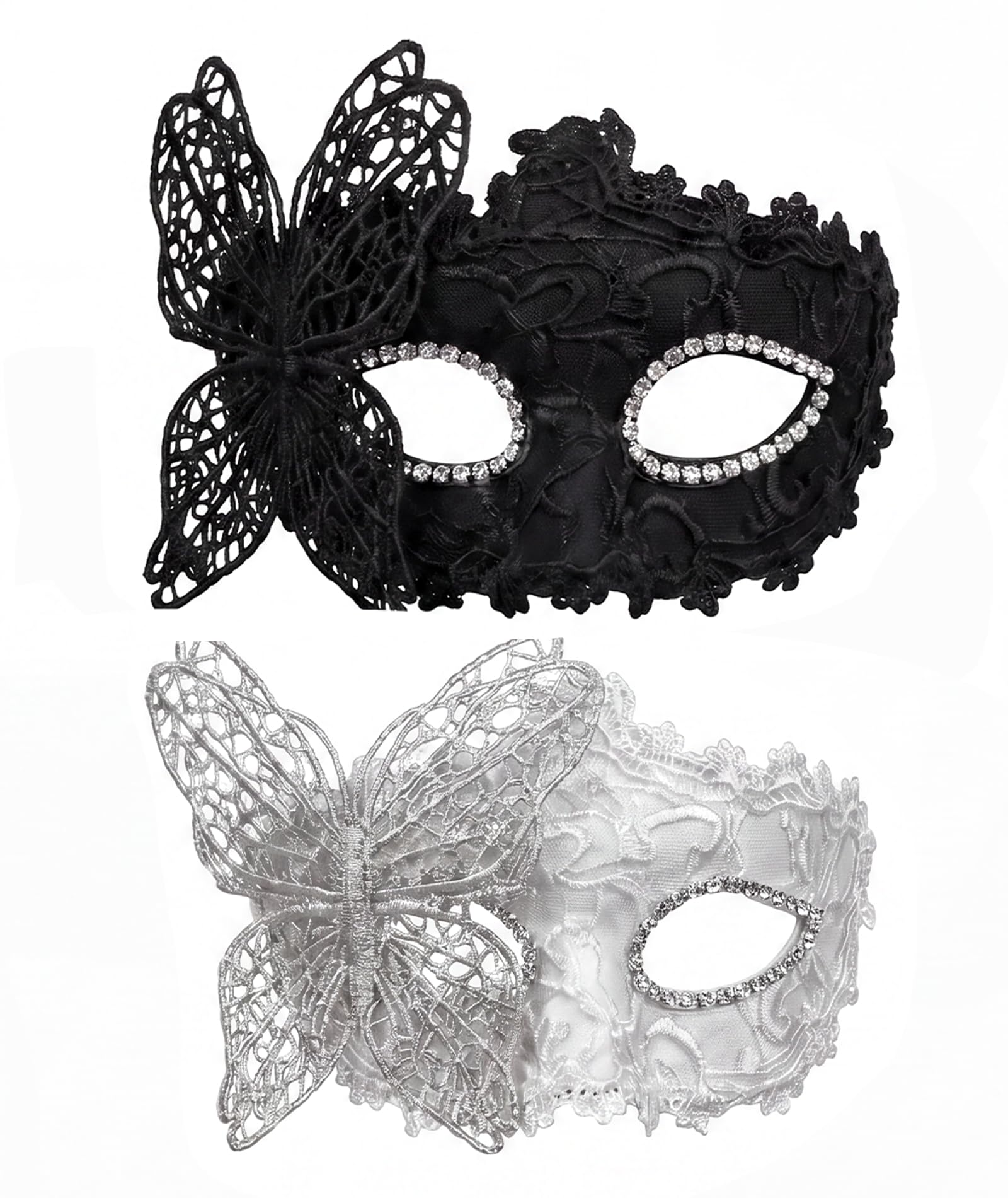 2 Pcs Butterfly Lace Masquerade Mask for Women | 20x20cm Half Face Costume Accessory for Party Prom Carnival and Cosplay Events-image-15