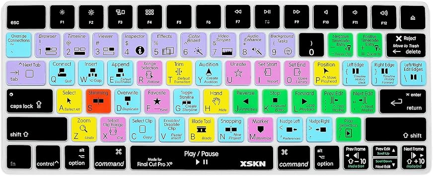 Final Cut Pro Shortcut Silicone Keyboard Cover Skin for 2015 Released Magic Keyboard MLA22LL/A A1644 US Version