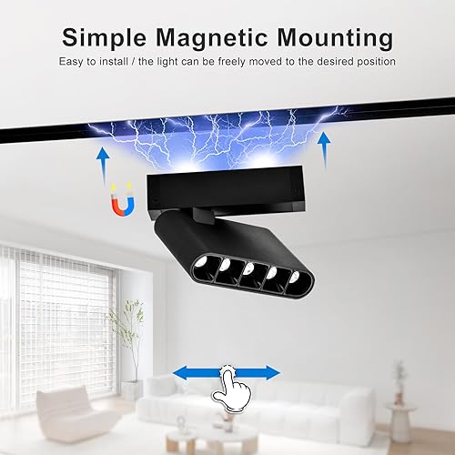 Miniatura 36 de SCON Cabezal de lámpara de inundación LED lineal CCT ajustable de 15 W, paquete de 2 unidades, cabezal magnético de 24 V, 3000 K-5000 K para 3000K