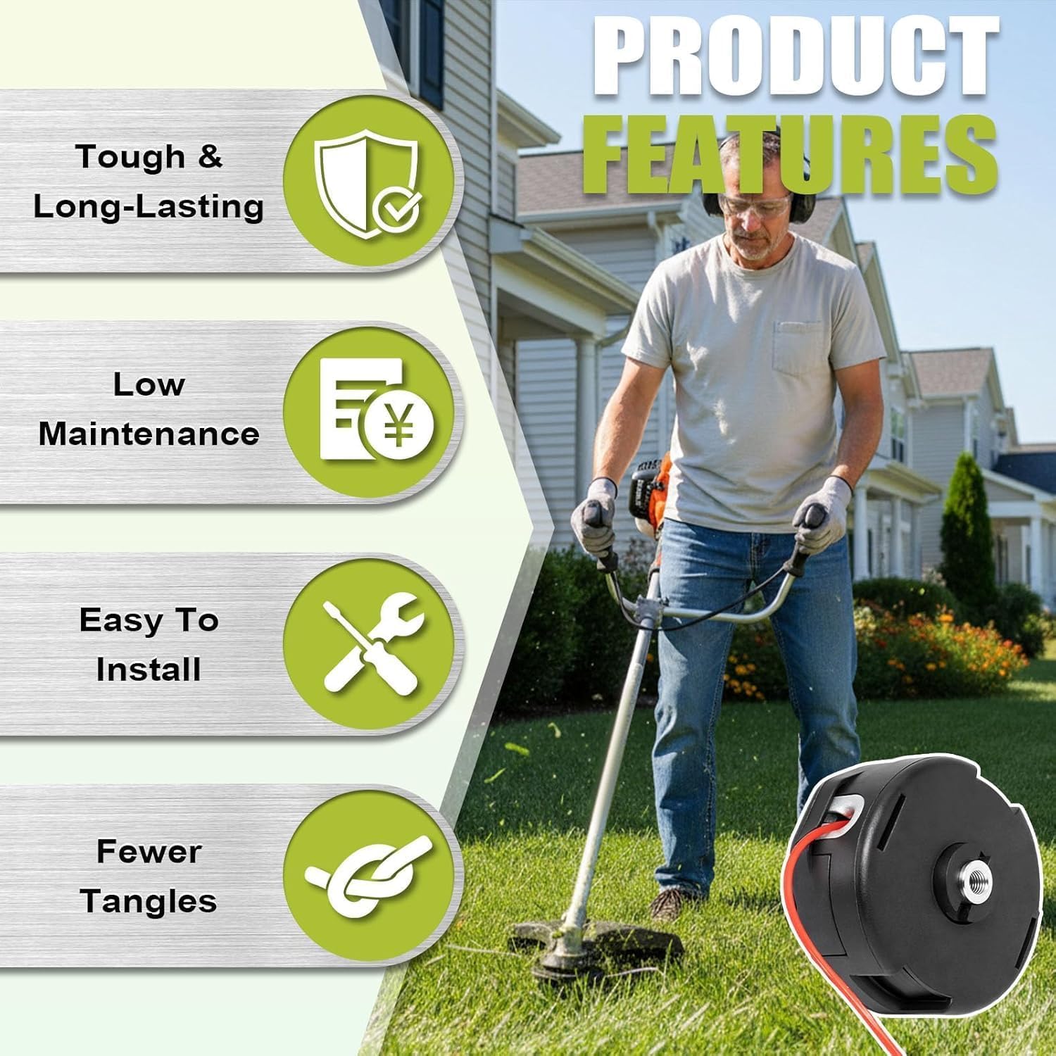 Poweka 5 Pack String Trimmer Head Compatible with Echo Speed Feed 400, 10mm x 1.25 LH Thread, Fits SRM210 SRM225 SRM230 PAS210 PAS225 PAS230, T195S T220 T230 T231 Straight Shaft Trimmers