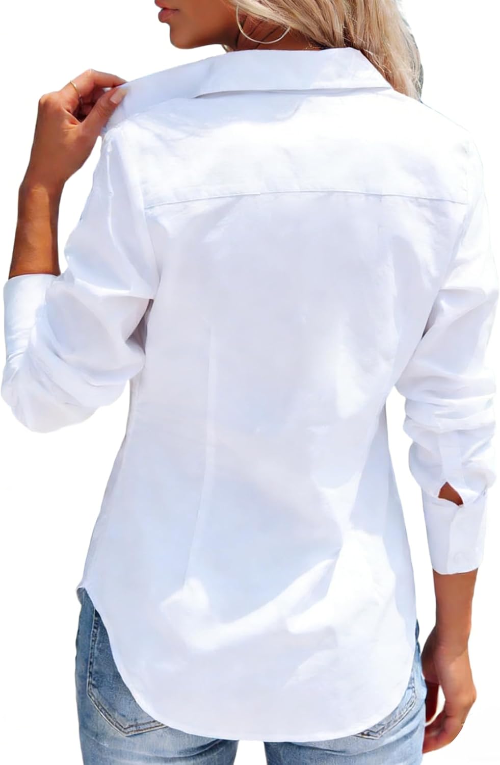 Button Down Shirts for Women Dress Shirt Long Sleeve Wrinkle Free Collared Blouse Work Business Office Solid Corset Tops - Image 4