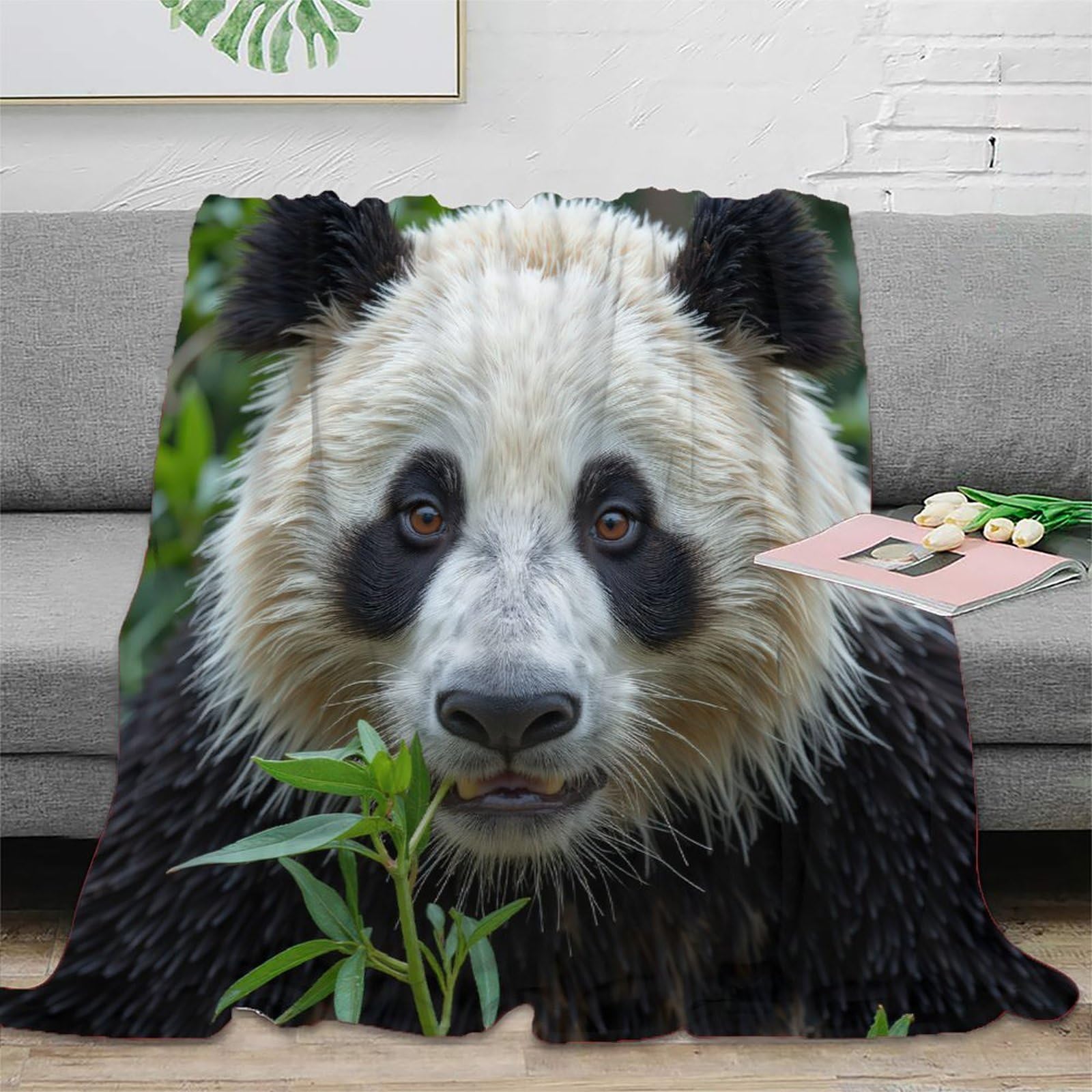 Plaid microfibre inaltérable imprimé panda 3D 60x80inch ultra compact