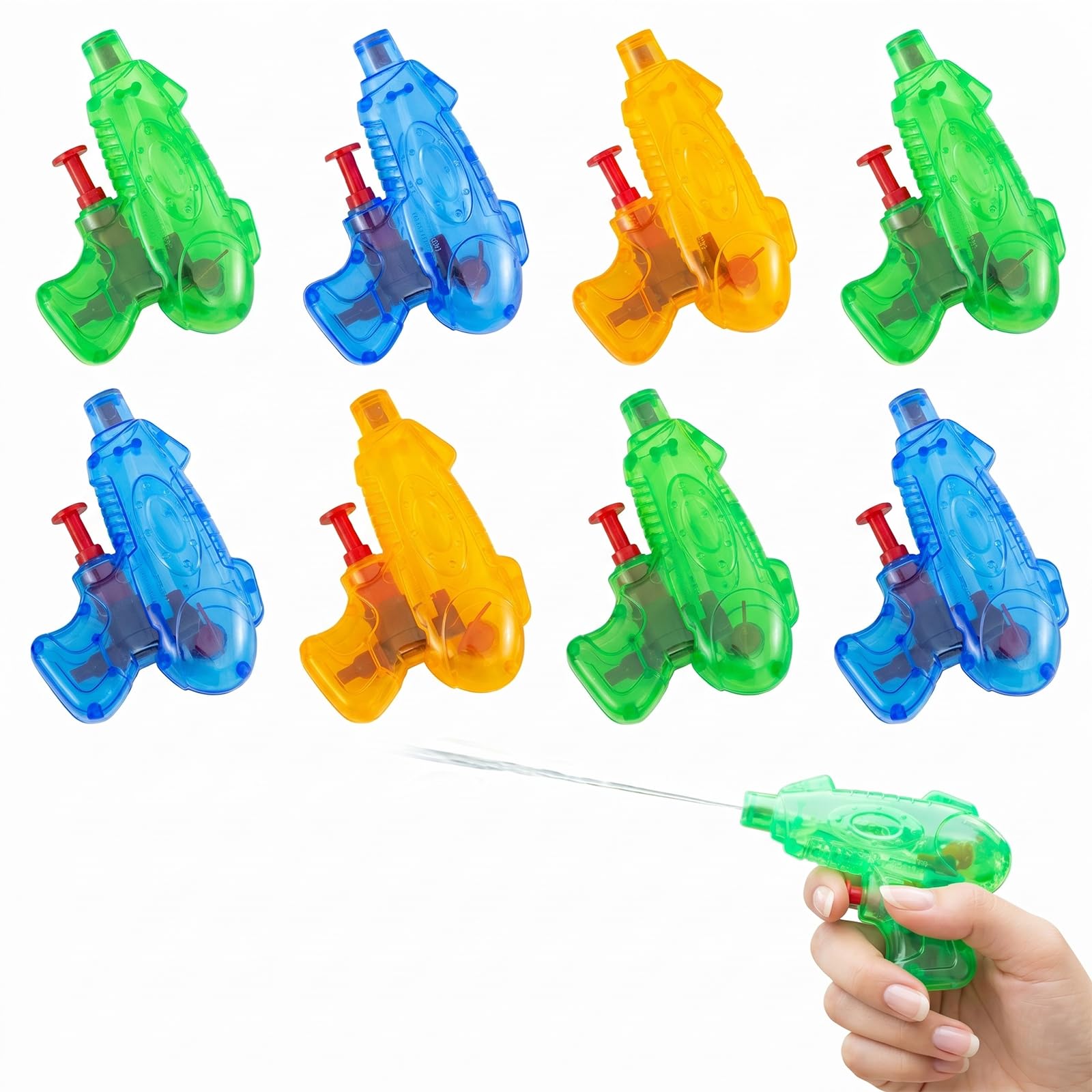 8 Pistolas De Agua Mini Transparentes – Set Multicolor, Portátil, Sin Fugas, Para Juegos Acuáticos