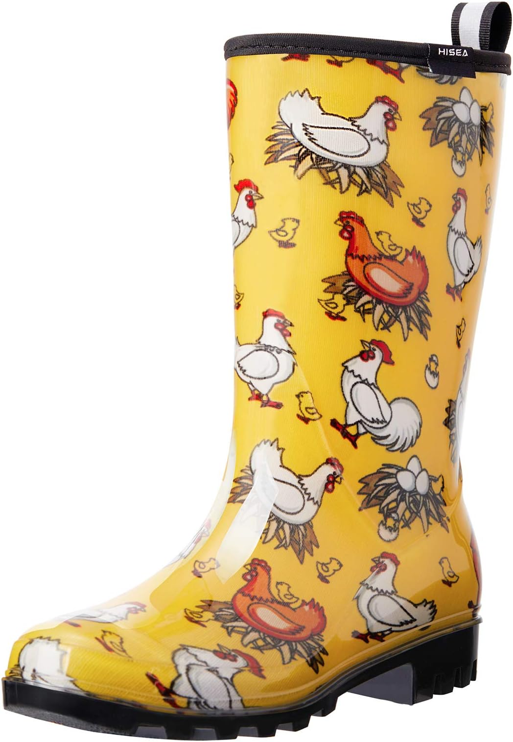 Women's Rain Boots Waterproof Rubber Rain Shoes for Ladies Mid Calf Garden Boots with Comfort Insole