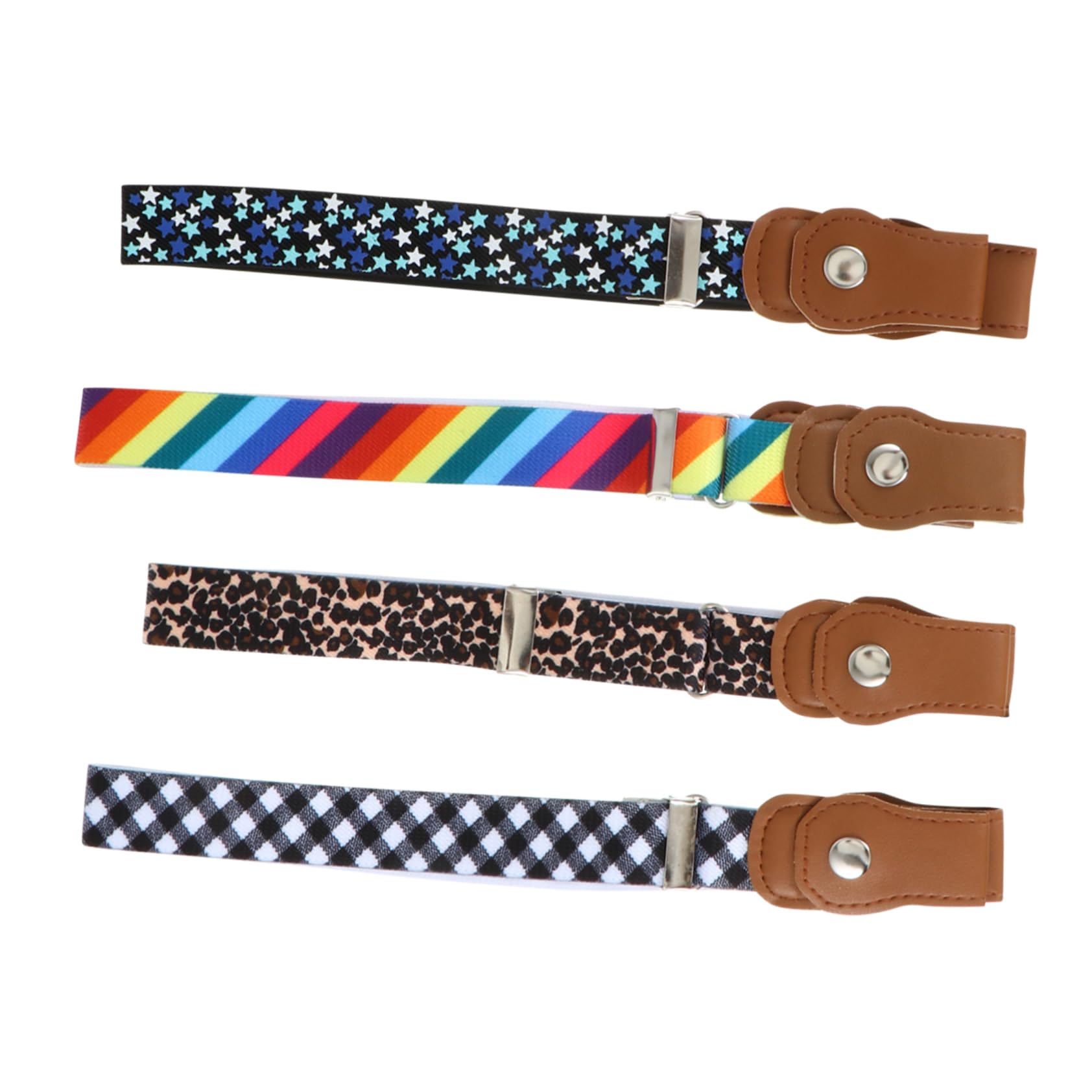 VALICLUD Elastic Boys and Girls Belts Buckle Adjustable Stretch Waist Belts for Boys/girls 4 Pack