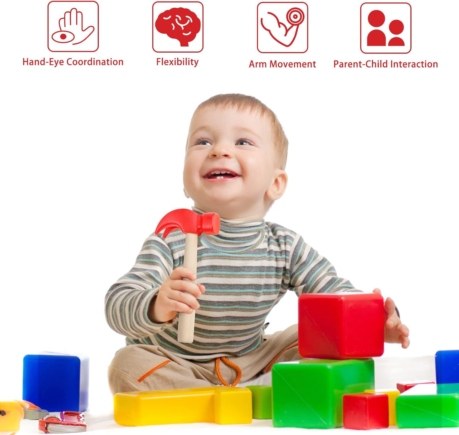 2 Pack Wooden Hammer Toys Simulation Hammers Maintenance Tools Educational Toys for Kids Birthday Party Games Supplies - Image 5