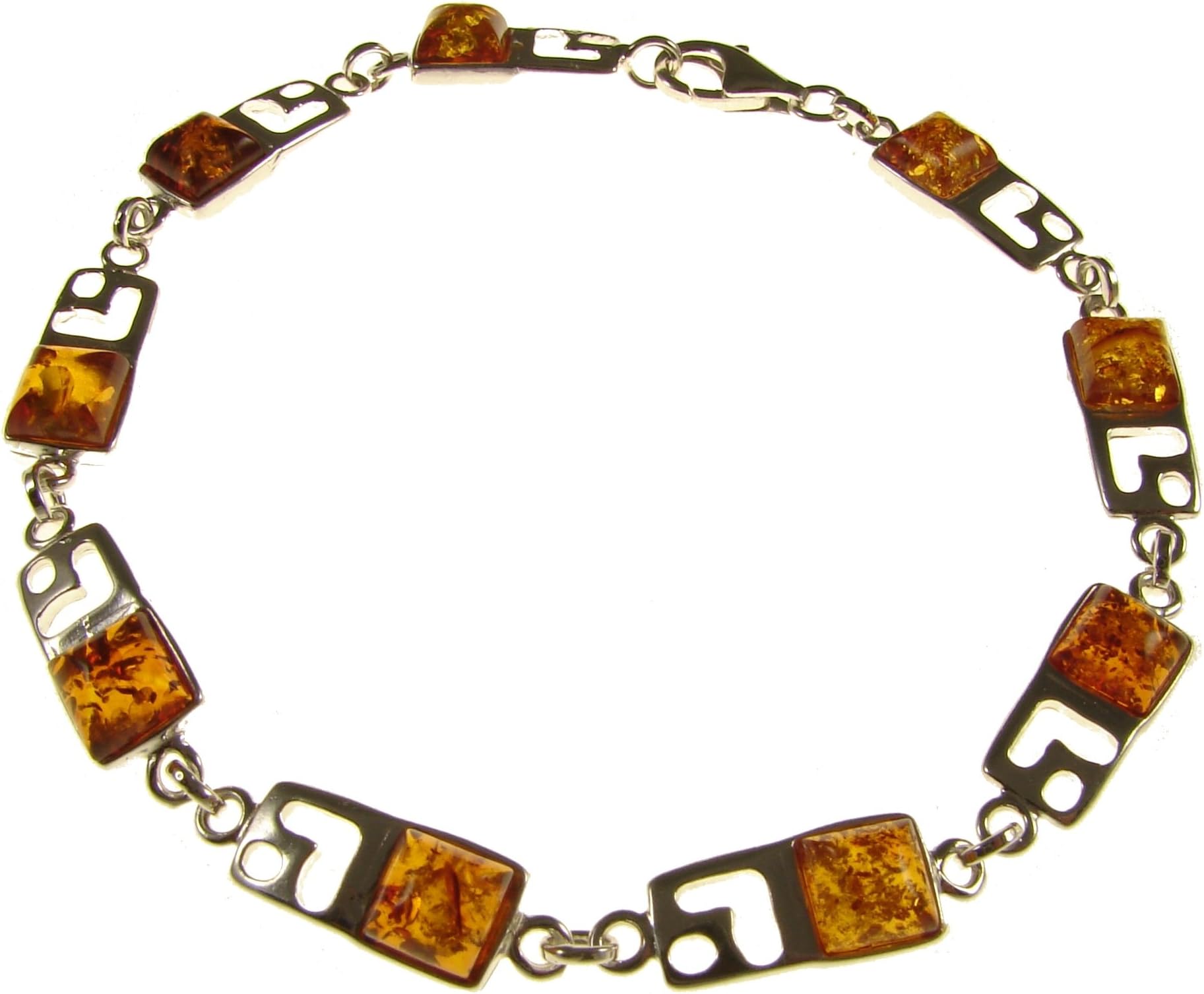 SA Bracelets8" inch/20cm Baltic amber and sterling silver 925 ladies' cognac bracelet